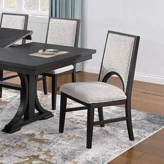 7 Piece Set, Trestle Dining Table And 6 Side Chairs With Cutout Back - Black / Charcoal / White