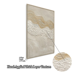 Framed Wall Art, Textured Canvas Painting With Accents, Decor For Living Room (Set of 2) - Antique White