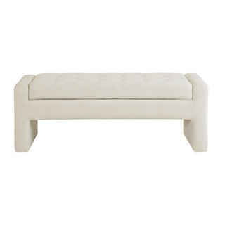 Elegant Soft Close Storage Bench Polyester Upholstery - Cream