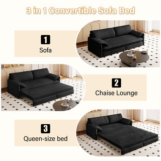 Queen Pull Out Sofa Bed With Side Storage