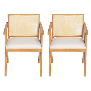 Chandigarh Farmhouse Style Cane Upholstered Dining Chairs (Set of 2)