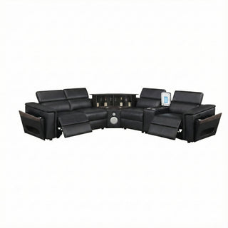 Nova - Sectional With Bluetooth Speaker, LED And Lifting Wine Cabinet