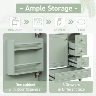 Freestanding Bathroom Vanity With Sink, Soft Close Door, 3 Drawers