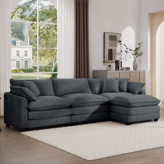 Modular Oversized Cushion Sofa With Ottoman, Low Back, Deep Seating Sofa Set