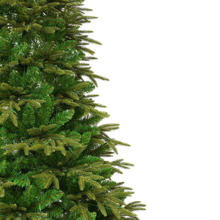 7.5Ft Premium Life Like Full Flocked Christmas Tree With Stand, Fire Resistant Tips, Warm & Colorful LED Lights - Green
