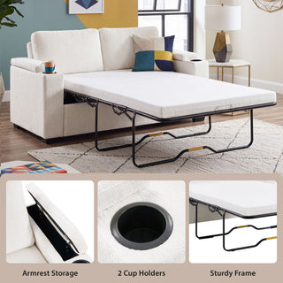 Pull Out Sofa Bed Loveseat With Twin Mattress, Cup Holders And Arm Storage
