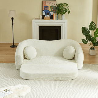 Curved Convertible Sofa, 2 In 1 Frameless Folding Sofa Bed With Pull Out Base And Deep Seat