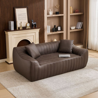 Oversized 2 Seater Loveseat With 2 Decor Throw Pillows, Deep Seat Sofa For Living Rooms