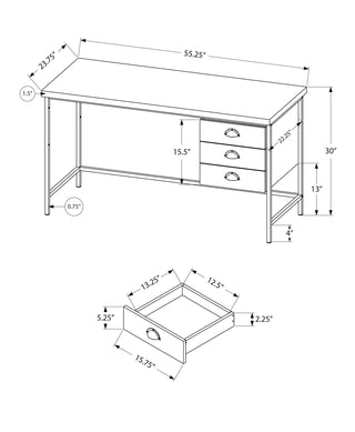 Computer Desk For Home Office, Laptop, 3 Storage Drawers, Contemporary & Moder
