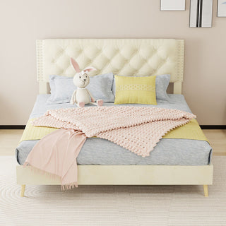 Upholstered Bed With Tufted Headboard
