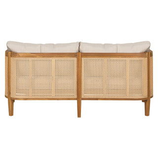 Kirkby - Bohemian Outdoor Patio Cushioned Sofa Weatherproof 56.25In - Teak / Beige