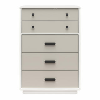 Valencia - 5 Drawer Dresser - White / Gray