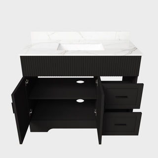 Bathroom Vanity Set, Fluted Cabinet, Soft Close Doors, Single Faucet Hole, Sink Included - Black