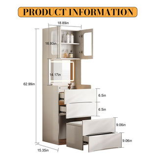 3 In 1 Vanity Table With LED Mirror & Storage Stool For Bedroom