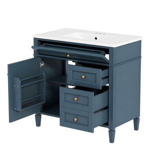 Bathroom Vanity With Sink, Rectangular Storage Cabinet & 2 Drawers And Tip Out Drawer