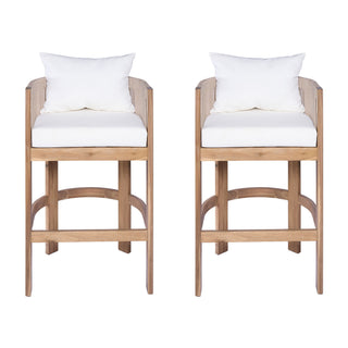 Modern Matera Barstool (Set of 2) With Wraparound Back And Rope - Teak / Beige