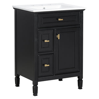 Modern Bathroom Vanity With Sink, Flip Drawer, 2 Drawers, Adjustable Shelf