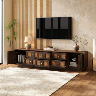 Media Console TV Stand With 6 Drawers & 2 Cabinets - Walnut