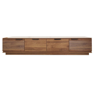 TV Stand, Entertainment Center & Fluted Door & Cable Management, Soft Closing Hinges - Walnut
