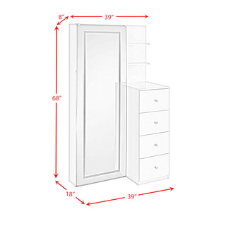Vancouver - Floor Mirror With Storage - White