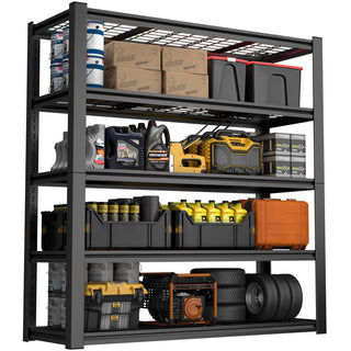 Garage Storage Rack, 5 Layer Adjustable Shelving Unit For Warehouse - Black