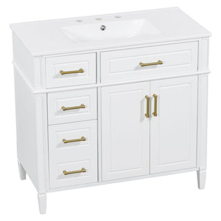 Bathroom Vanity With Sink, 4 Drawers, 2 Doors