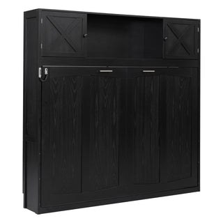 Rustic Casual Murphy Bed With Storage Cabinets