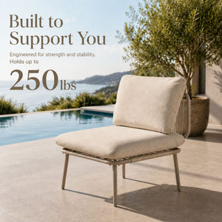 Modular Patio Armless Sofa Chair With Thick Cushion - Off White