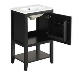 Modern Bathroom Vanity With Sink, Soft-Closing Door And Open Shelf