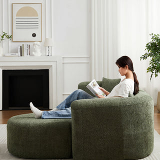 L - Shape Boneless Cloud Couch With 2 Throw Pillows For Living Room