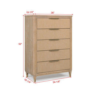 Tall Chest With Full Extension Glides And Accents, Storage Cabinet - Natural Wood