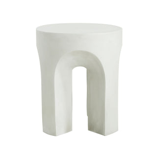 Outdoor Round Top Side Table / End Table, Living Room Accent Table - Antique White