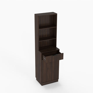 Tall Narrow Fluted Storage Cabinet With Trash Bin Compartment For Kitchen (Trash Can Not Included)