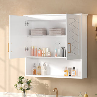 30" Bathroom Cabinet With Adjustable Shelf, Wall Mounted Medicine Cabinet - White