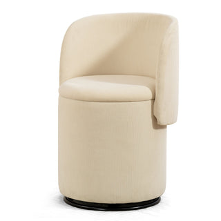 Barrel Chair, Built In Storage, 360° Swivel - Beige