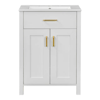 Bathroom Vanity Combo With Ceramic Sink, Luxurious Space-Saving Vanity, 2 Soft Close Doors