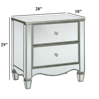 Nightstand With Mirror Panels - Silver