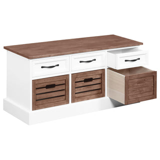 3 Drawer Storage Bench With Removable Baskets - Brown