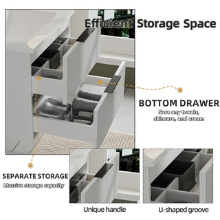 Modern Wall Mounted Floating Bathroom Vanity With Sink And Drawers
