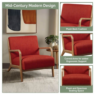 Mid-Century Style Lounge Chair With Upholstered Seat