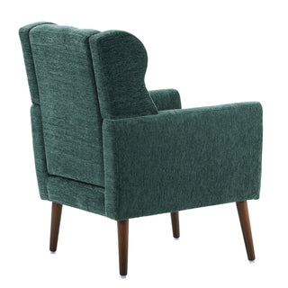Modern Accent Chair, Arm Chairs For Living Room, Upholstered Mordern Armchair, Comfy Soft Padded Lounge Chair In Small Space, Bedroom, With Pillow, Solid Wood Leg