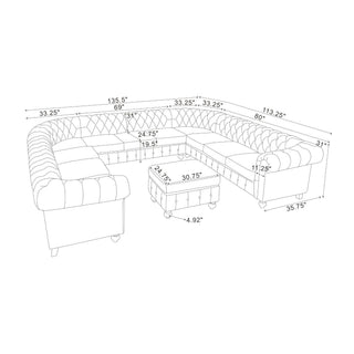 Chesterfield Vintage Style U - Shape Sectional