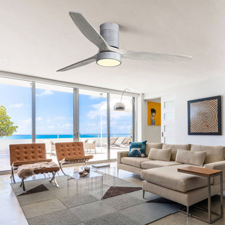 52" 18W LED Ceiling Fan With Dimmable 6 Speed Remote 3 Blade Reversible DC Motor For Living Room - Silver