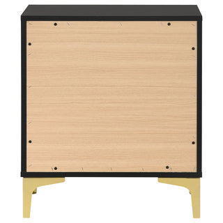 2 Drawer Rectangular Nightstand - Black