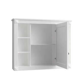 Wall Mounted Bathroom Storage Cabinet With Mirror, Cabinet With 6 Open Shelves And Adjustable Interior