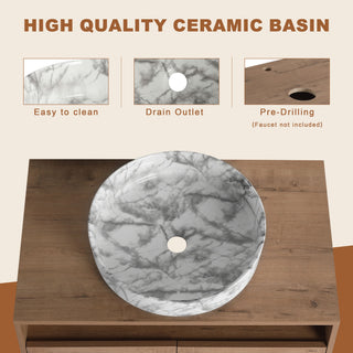 Bathroom Vanity With Art Sink, 2 Soft Close Doors, Float Mounting Design
