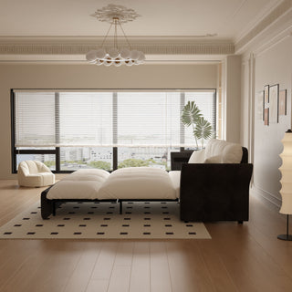 Queen Pull Out, 3 In 1 Convertible Sleeper Tufted Sofa & 2 Soft Pillows