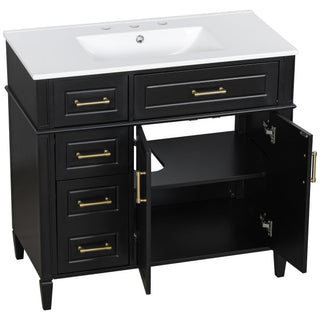 Bathroom Vanity With Sink, 4 Drawers, 2 Doors