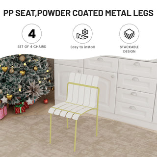 4 Piece Set Of Modern Color Block Designed Single Chairs