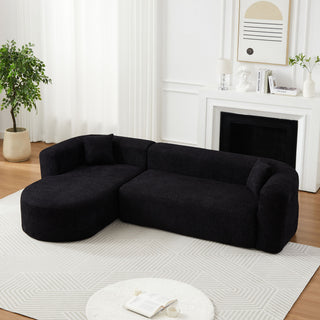 L - Shape Boneless Cloud Couch With 2 Throw Pillows For Living Room